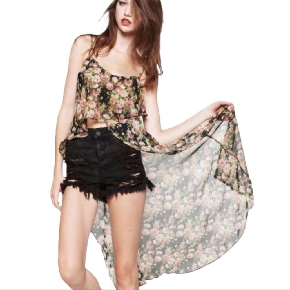 UNIF | Floral Maxi Kimono Light Cardigan Chiffon Tank